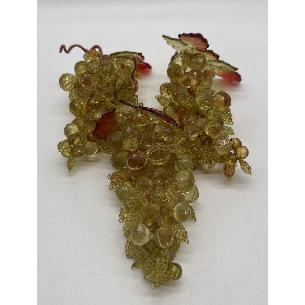 Vintage Green Pink LUCITE GRAPES Acrylic Faceted Beaded Grape Cluster Lot Of 3